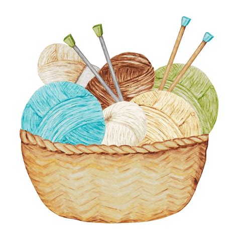 Premium Vector Knitting Handmade Composition Of Yarns Balls In Wicker