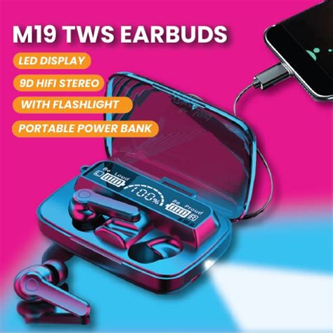 M19 Tws 51 Bluetooth Earphone Gaming Earbuds Wireless Earfone Bluetooth 9d Hifi Sound Led