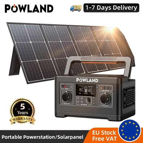 POWLAND 600W Portable Power Station With Solar Panel 100W LiFePO4