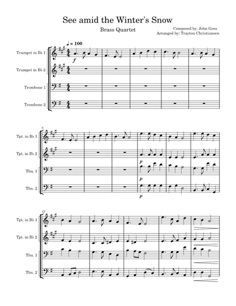 See Amid The Winter S Snow Sheet Music For Trombone Trumpet Other