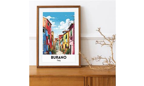 Poster Burano Wall Art Burano Italy Travel T Retro Style Poster