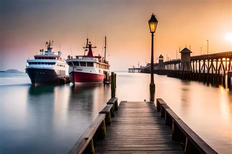 Premium Ai Image A Boat Is Docked At The Pier