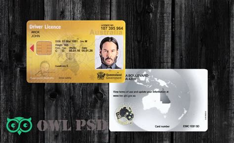 Owl Psd High Quality Fake Template Australia Qld Driver License