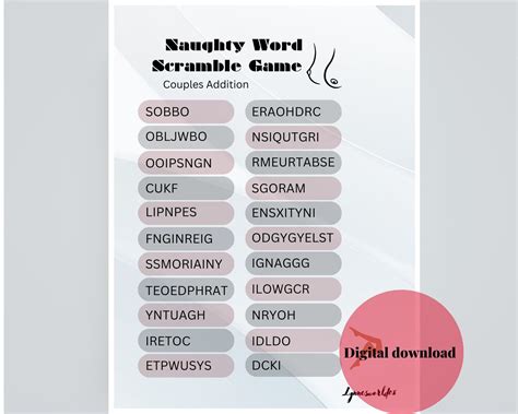 Printable Sex Games Word Scramble Adults Games Adults Sex Etsy