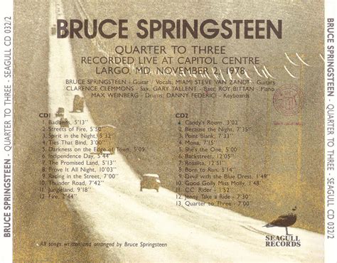 Bruce Springsteen Bootlegs Quarter To Three Seagull Records 02 Nov