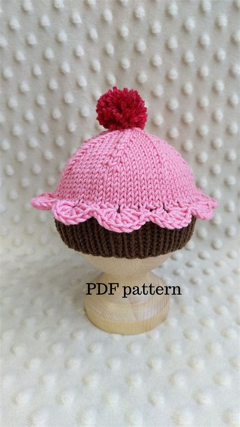 CUPCAKE Hat PDF Pattern Knitting Pattern Photo Prop Pattern - Etsy