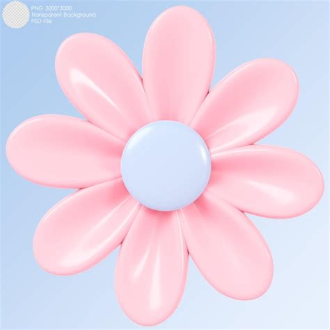 Premium Psd 3d Rendering Pink Flower Isolated On Background