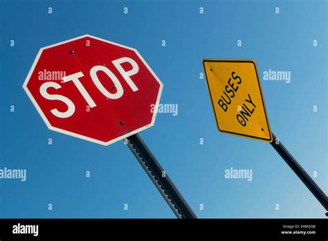 Stop Sign Buses Only Sign Stock Photo Alamy