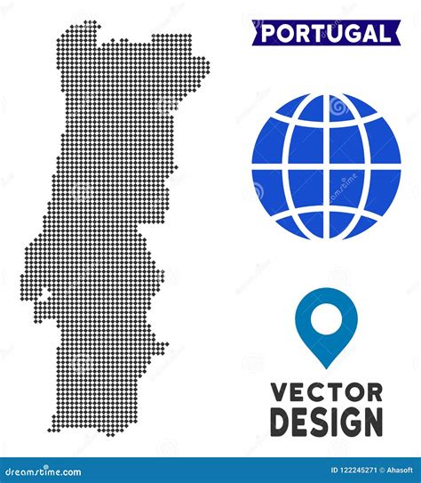 Pixelated Portugal Map Stock Vector Illustration Of Geographic