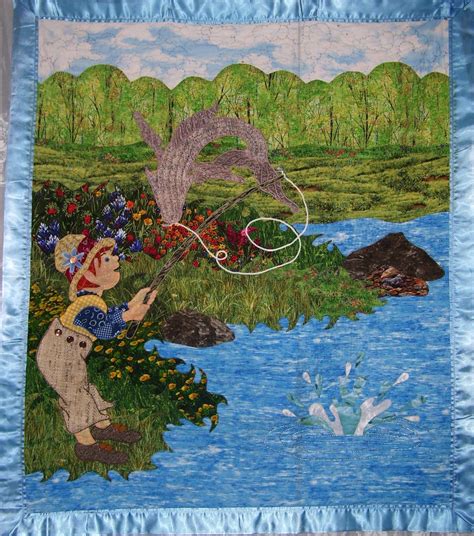 Little Boy Fishing Quilt By Lindy Kamerman Fish Quilt Boy Fishing