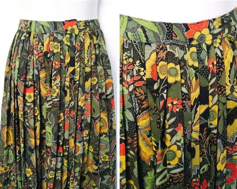 Vintage Forest Olive Green Pleated Skirt Midi Maxi Green Etsy In 2020