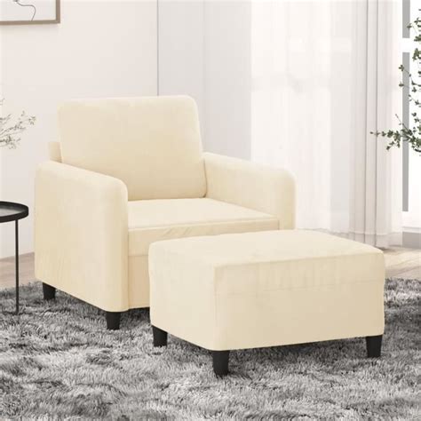 Atyhao Fauteuil avec repose pied Crème 60 m Velours AB3153565 98666