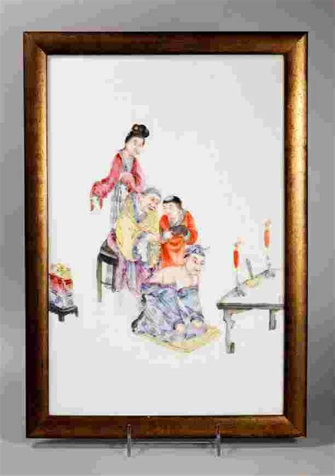 Chinese Enameled Porcelain Plaque Yue Fei & Tattoo