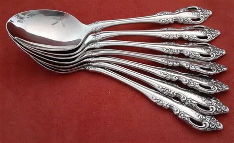 Oneida Community 18 8 Stainless Brahms Lot Of 7 Soup Spoons 6 7 8 Mint