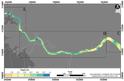 Bathymetric Map Of The Lower Portion Of The Cunãni Rivers Estuary