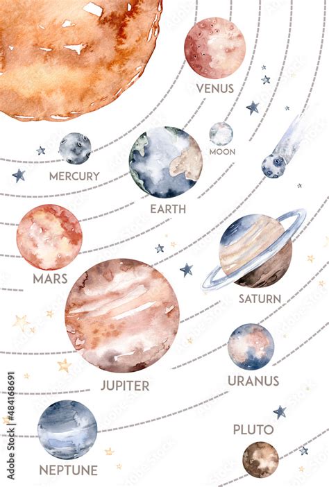 Watercolor Solar System Art