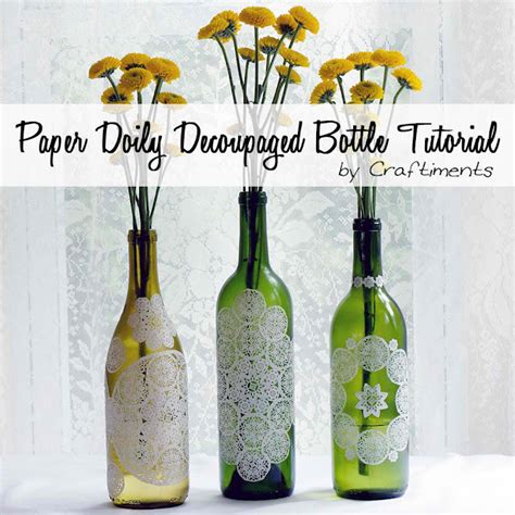 Crafts With Jars Paper Doily Decoupaged Bottles