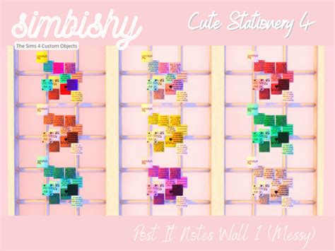 The Sims Resource Cute Stationery Post It Notes Wall 1 Messy