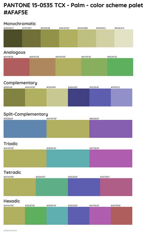 PANTONE 15 0535 TCX Palm Color Palettes Colorxs