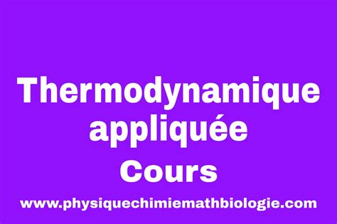 Cours De Thermodynamique Appliqu E Pdf