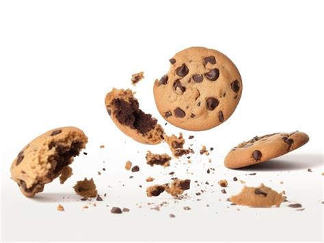 Premium Ai Image Tasty Chocolate Chip Cookies Falling Isolated On