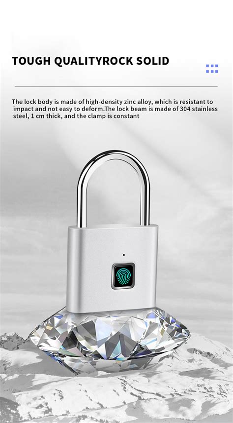 Hot Sale Electronic Fingerprint Padlock Waterproof Small Smart Keyless Mini Door Lock With ...