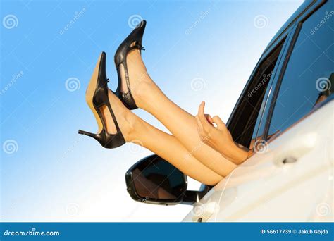 Woman Legs Out Of Car Window Stock Image Image Of People Auto 56617739