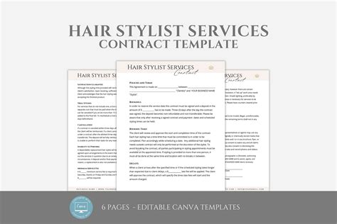 Editable Hair Stylist Contract Template Hair Styling Service Agreement Freelance Hairdraiser