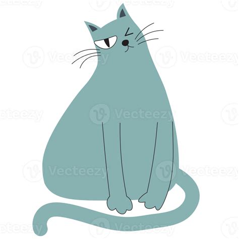 Cute Cat Character Doodle Cartoon Style Png