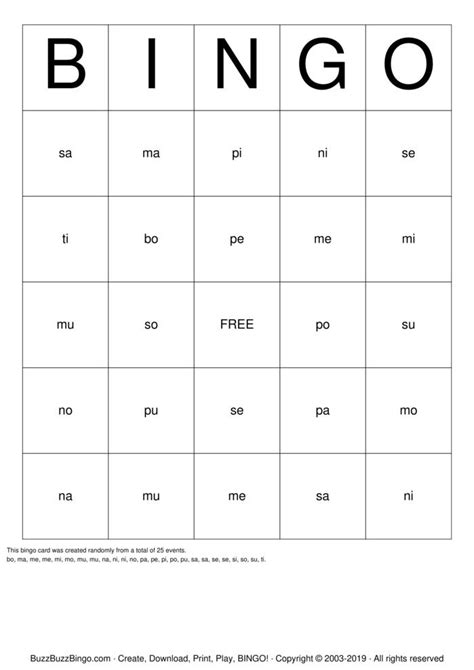 Silabas Bingo Cards To Download Print And Customize