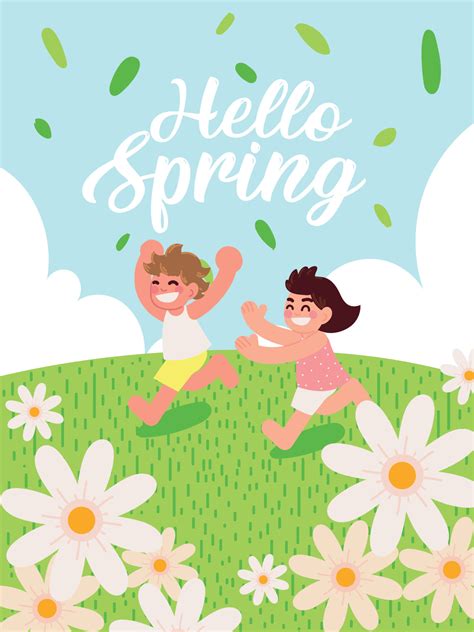 hello spring card 11203308 Vector Art at Vecteezy