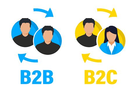 B2b Dan B2c Ikon Vektor Datar Sukses Bisnis Untuk Penjualan Bisnis Dan