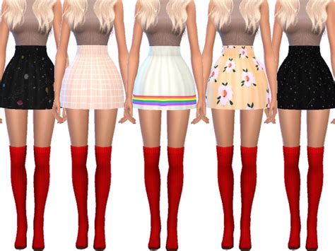 The Sims Resource High Waisted Skater Skirts Mesh Needed