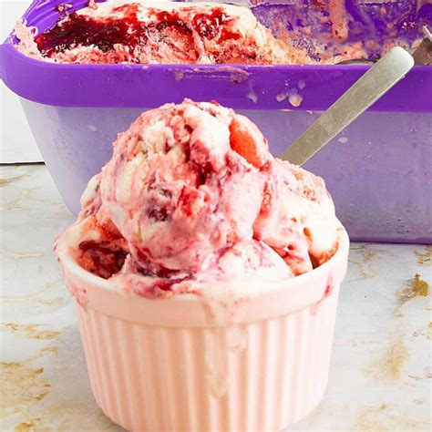 Raspberry Ice Cream No Churn 3 Ingredients 5 Mins Veena Azmanov