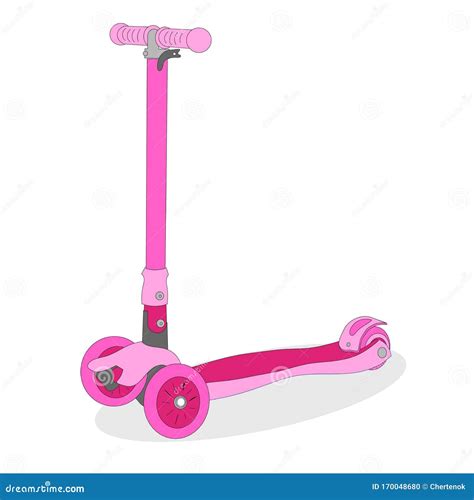 Children`s Pink Scooter for Girls, Vector Illustration Stock Vector ...