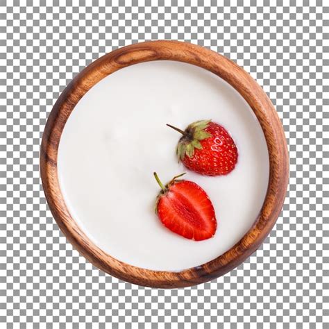 Premium PSD Bowl Of Yogurt With Strawberries On Transparent Background