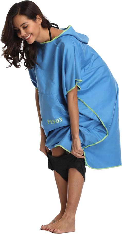 FLYILY Microfaser Surf Poncho Handtuch Mit Kapuze Bademantel Zum