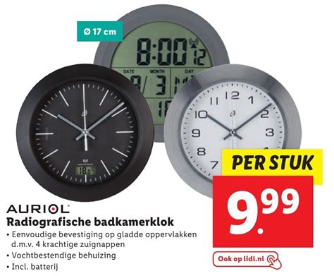 Auriol Radiografische Badkamerklok Aanbieding Bij Lidl