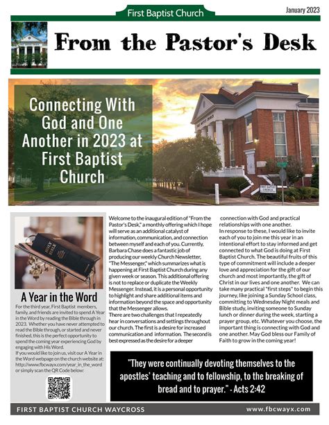 First Baptist Church Waycross, GA - From the Pastors Desk January 2023 ...