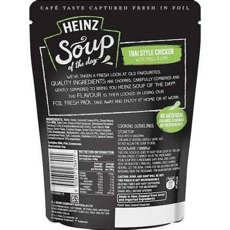 Heinz Soup Of The Day Thai Style Chicken And Chilli Soup Pouch 430g Woolworths