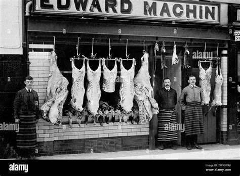 Typical Display Of Meat Outside Butchers Shop In Henley On Thames