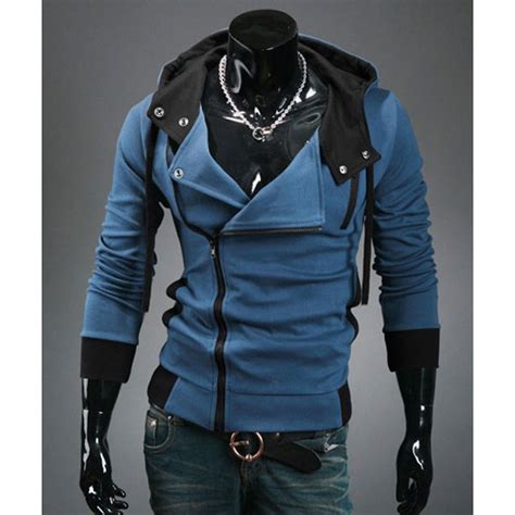 Mens New Fashion Solid Color Slim Fit Zipper Cardigan Hoodies Coat Us