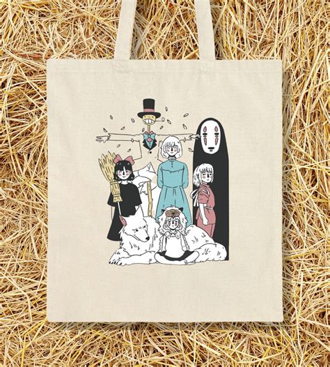 Studio Ghibli Tote Baghowls Moving Castle Calcifer Ts Funny