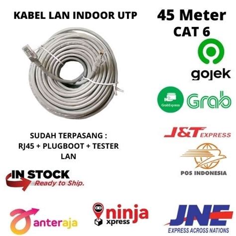 Jual Kabel Lan Utp Indoor Cat Meter Terpasang Rj Dan Plugboot