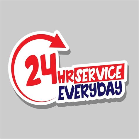 Diseño de etiqueta de servicio diario las 24 horas Vector Premium