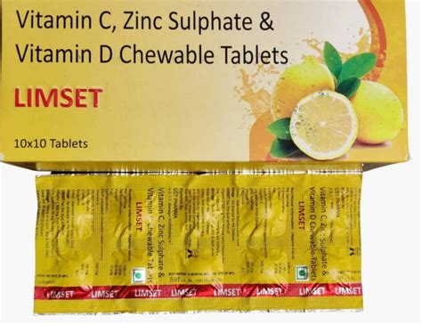 Limset Vitamin C Zinc Sulphate And Vitamin D Chewable Orange Flavoured 100chewable Tablets Price