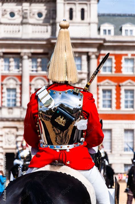 The Royal Guards in red uniform on horses, The Life Guards, Household ...