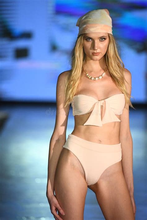 A Model Walks The Runway For Almost Naked Swim Show Editorial Photography Image Of Miami