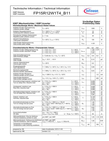 Infineon Fp R W T B Igbt Module Data Sheet Manualzz