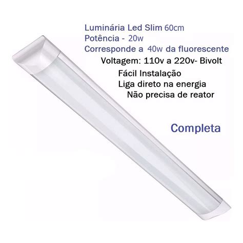 Luminaria Tubular Led Slim Bivolt W Cm Shopee Brasil